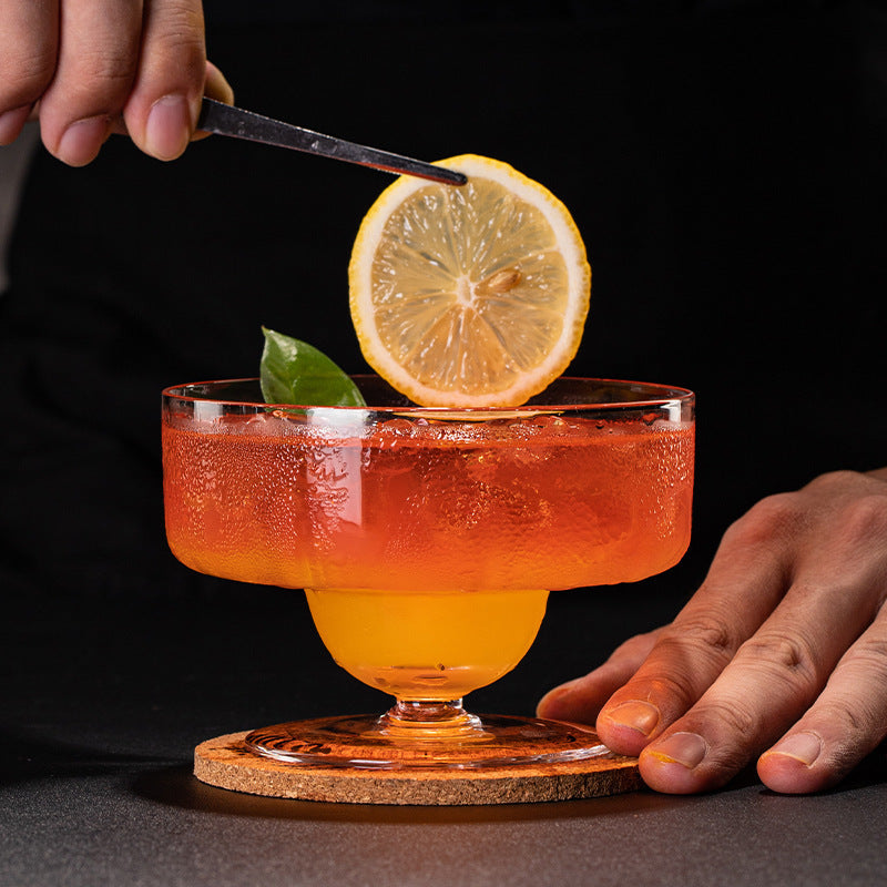 Inverted Hat Cocktail Glass with Vertical Stripes