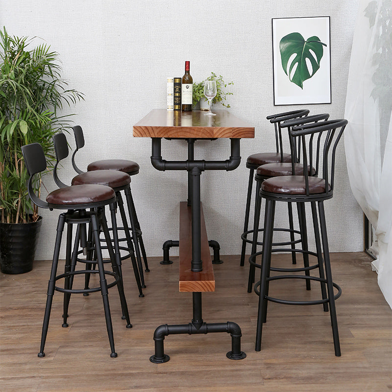 Industrial Water-Pipe Bar Table — Metal Frame