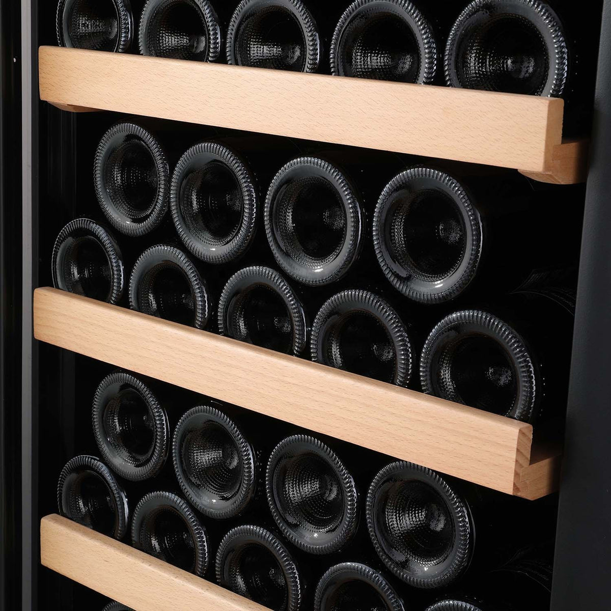 Dual-Zone Compressor Wine Cooler — 59-Bottle, Humidity Controlled