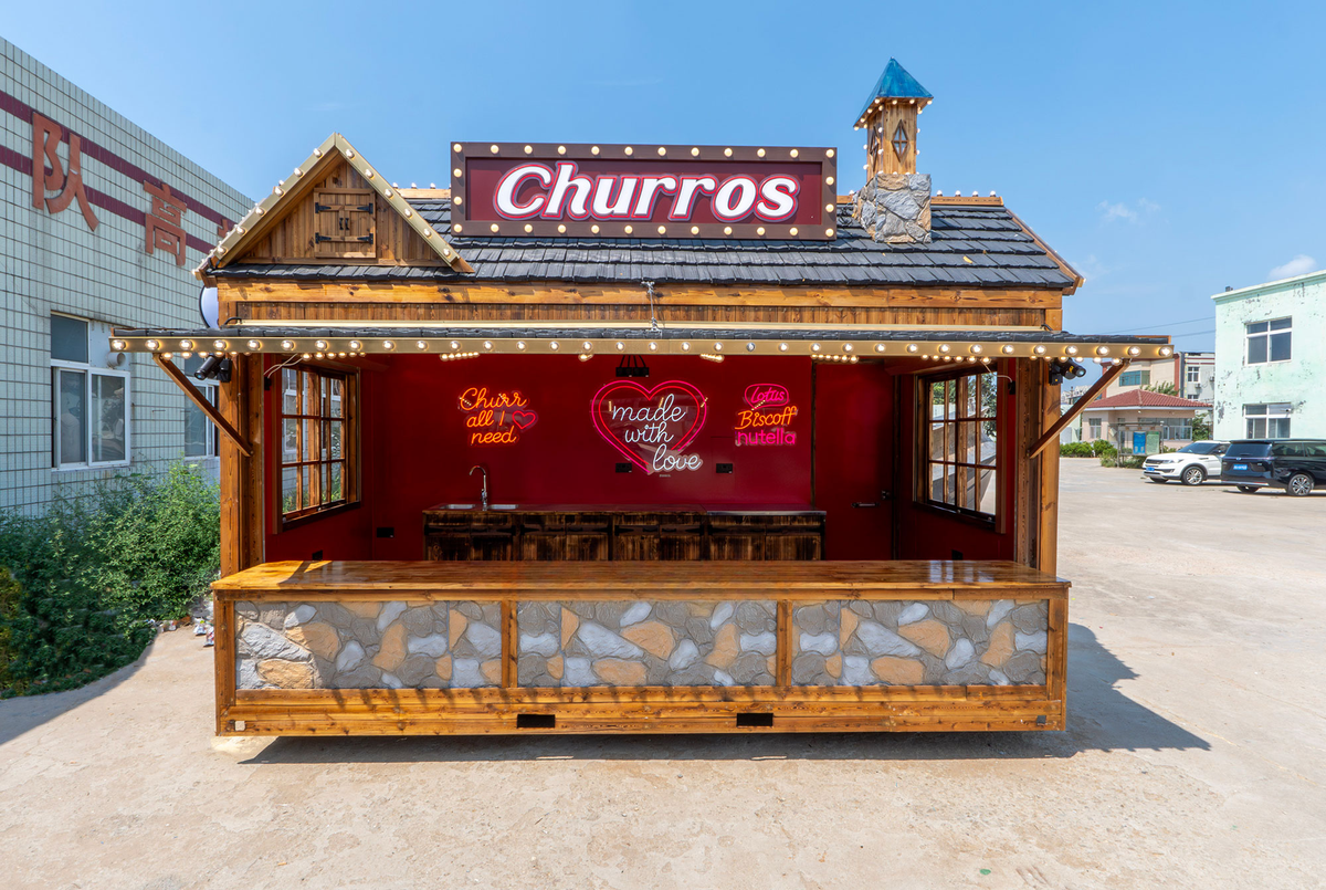 Vintage Wooden Churro Food Trailer — Mobile Vending Cart