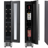 Built-In Slim Wine Cooler — 9-Bottle Stainless Steel with Glass Door image preview
