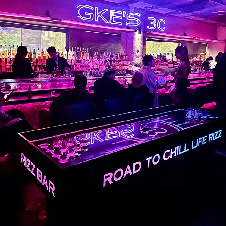 LED Beer Pong Table with Cabinet — RGB Lighted Drinking Game Table
