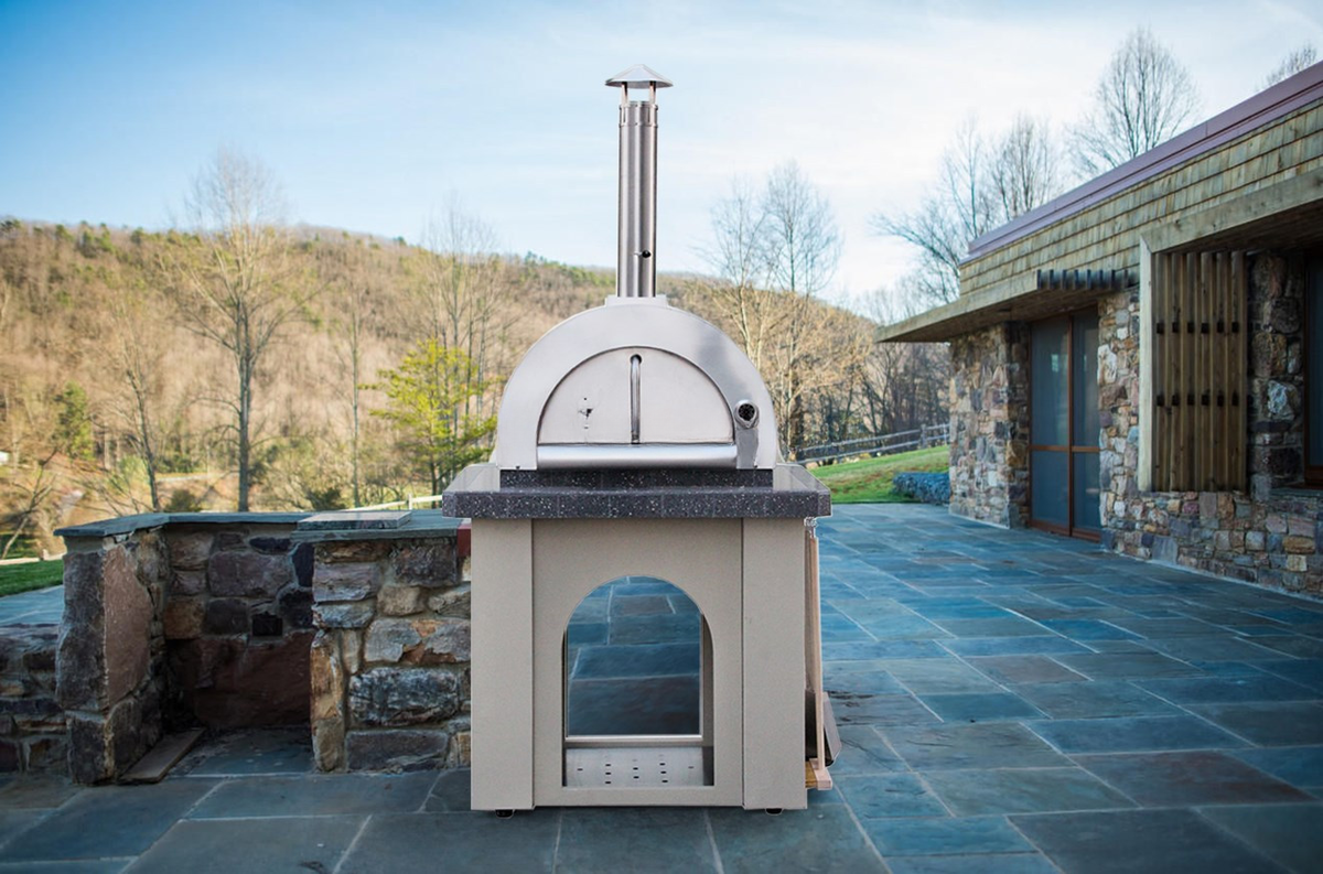 Freestanding Outdoor Wood-Fired Pizza Oven — Stainless Steel, 31"