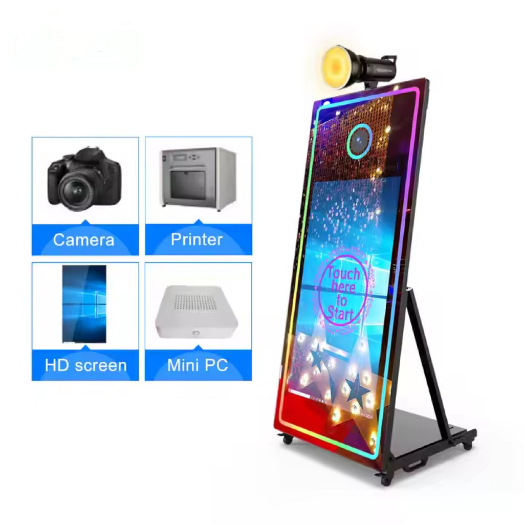 Magic Mirror Photo Booth with Camera, Flash & Printer