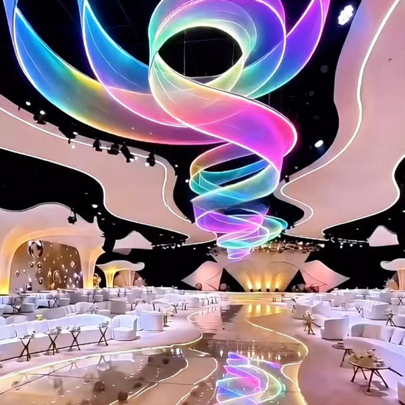 LED Glowing Ceiling Drapery — Translucent Wedding & Event Fabric