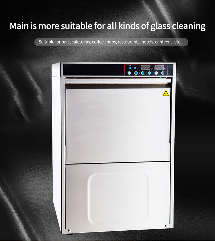 Commercial Front-Loading Glasswasher — Stainless Steel, 30 Baskets/Hour