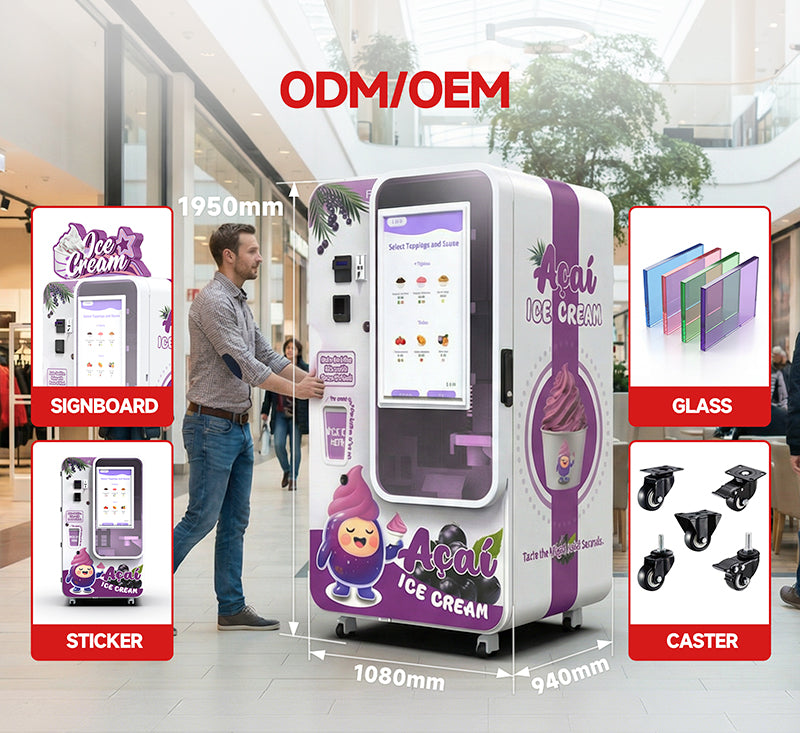Automatic Soft Serve Ice Cream Vending Machine — 32" Touchscreen, DIY Flavors