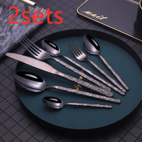 Embossed Stainless Steel Cutlery Set — 7-Piece image preview