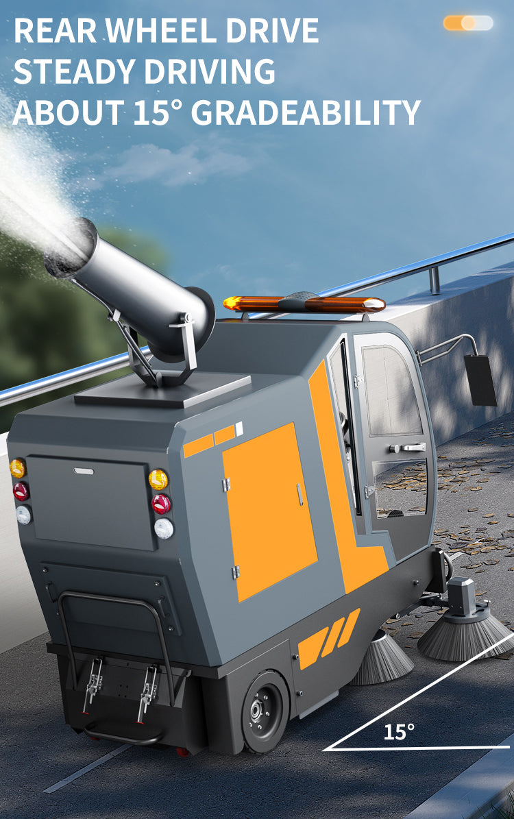 Ride-On Electric Floor Sweeper — 48V Industrial Road Sweeper
