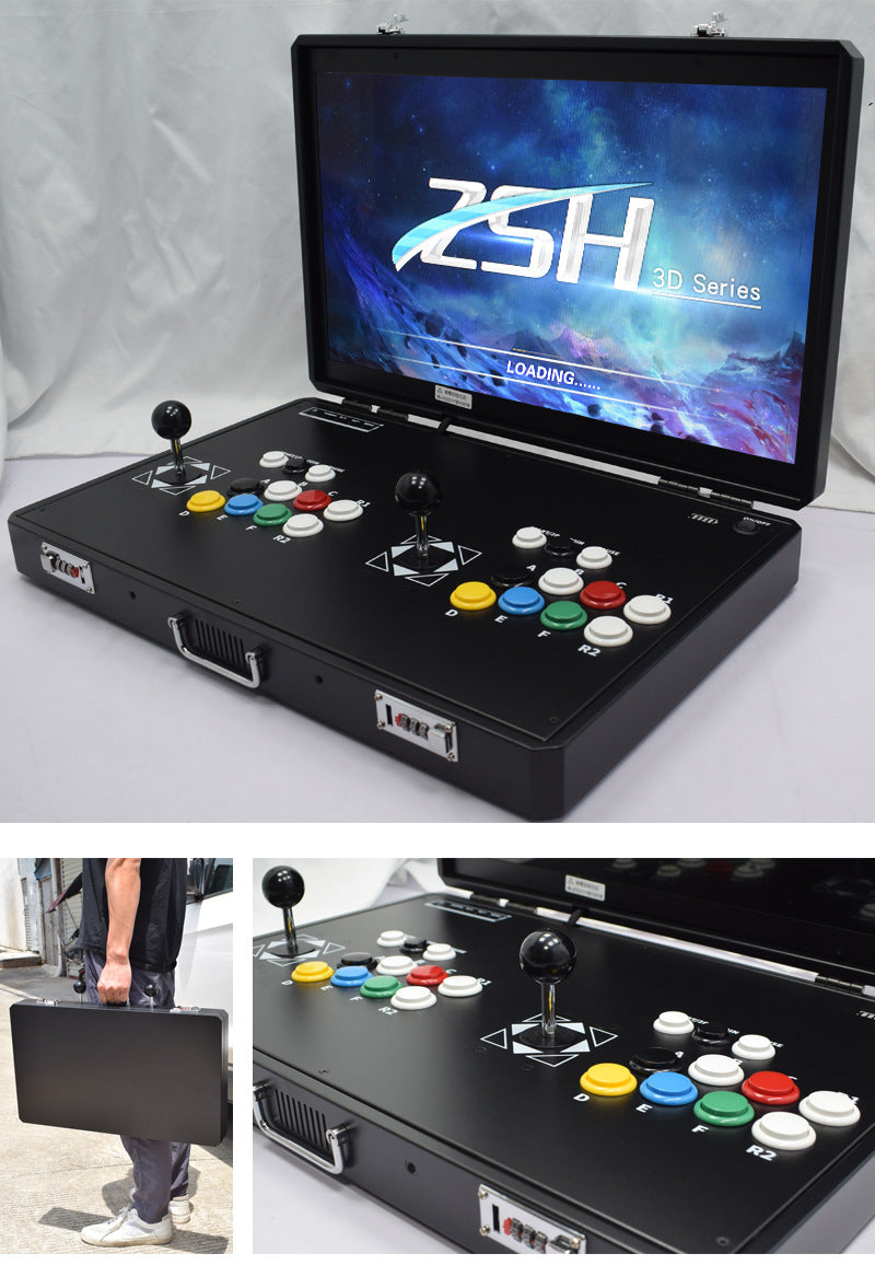 Portable 24-Inch Arcade Fighting Game Machine — 2-Player Foldable Cabinet