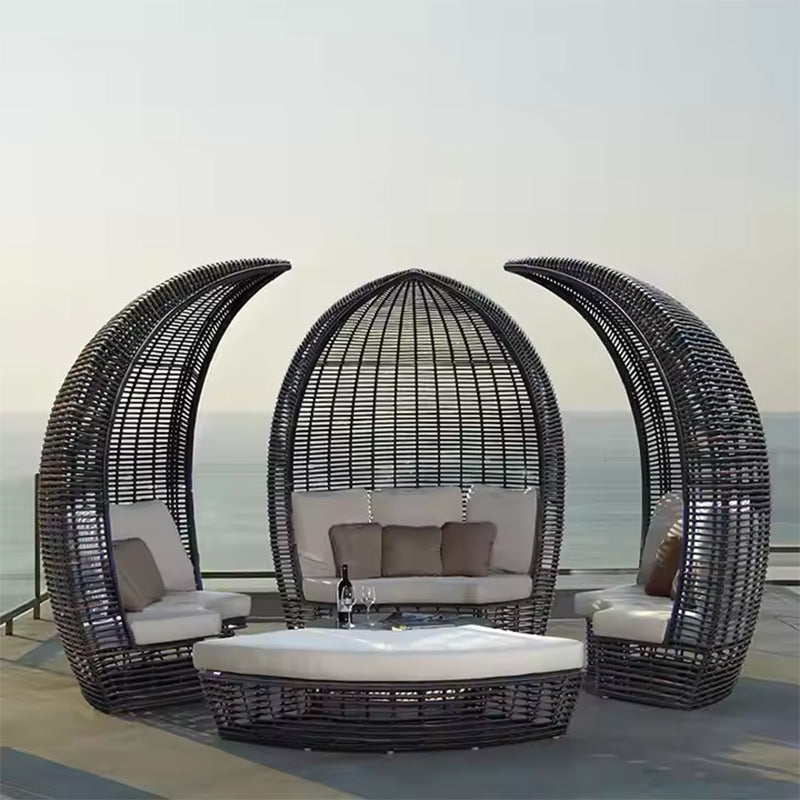 Outdoor PE Rattan Daybed with Cushion — Aluminum Frame