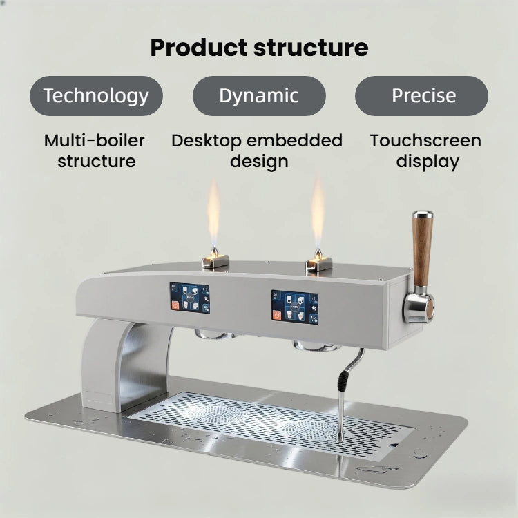 Commercial Dual-Boiler Espresso & Teapresso Machine — Dual Touchscreen