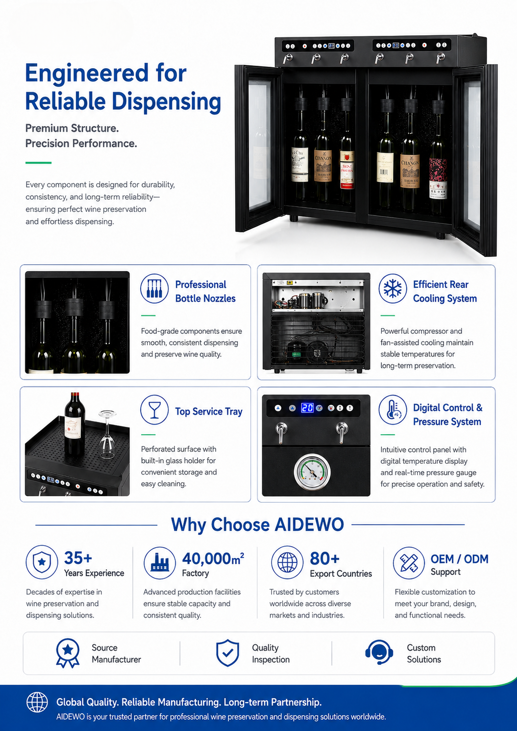 Commercial Wine-by-the-Glass Dispenser — 6 Bottles, 6 Taps