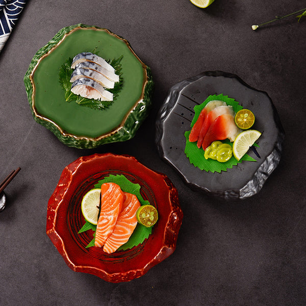 7-Inch Porcelain Sashimi Plate — Colored Glaze