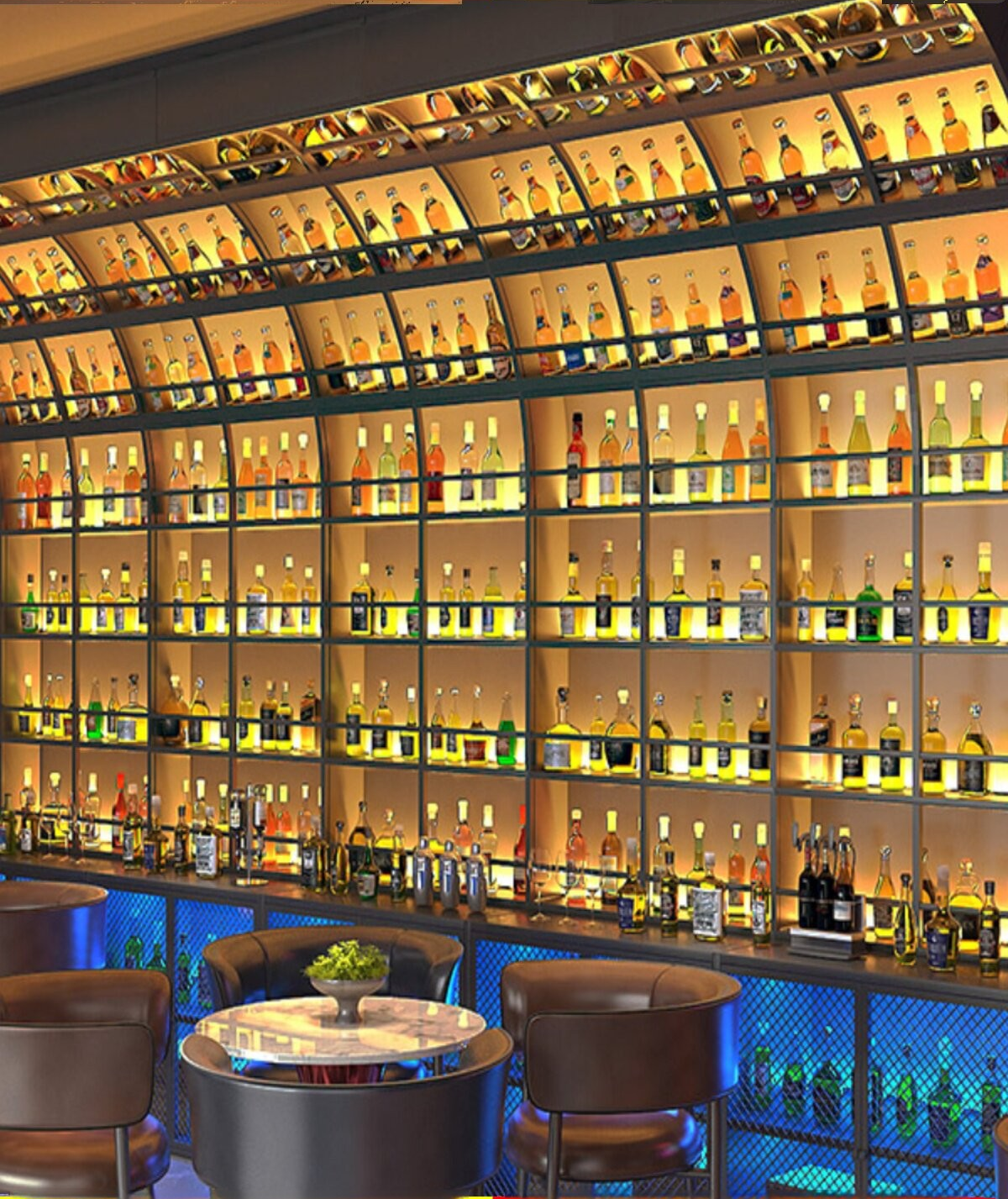 Industrial Wall-Mounted Bar Back Wine Rack