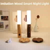 Magnetic Rechargeable LED Motion-Sensor Night Light with Wood Base image preview