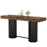 Counter-Height Rectangular Bar Table with Metal Footrest — 71" Long image preview