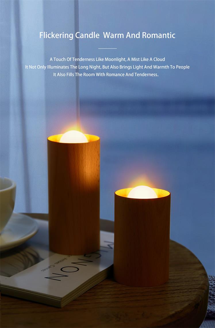 Rechargeable Wooden Flameless LED Candle Lamp — Warm White