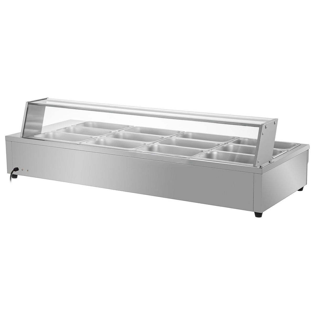 Commercial Electric Bain Marie Food Warmer — 12-Pan with Glass Top