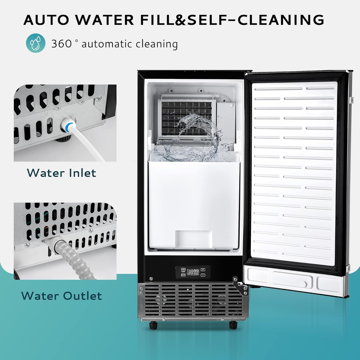 Commercial Undercounter Ice Maker — 85 lb/Day, Self-Cleaning