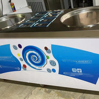 Commercial Rolled Fried Ice Cream Machine — Double Flat Pan image preview