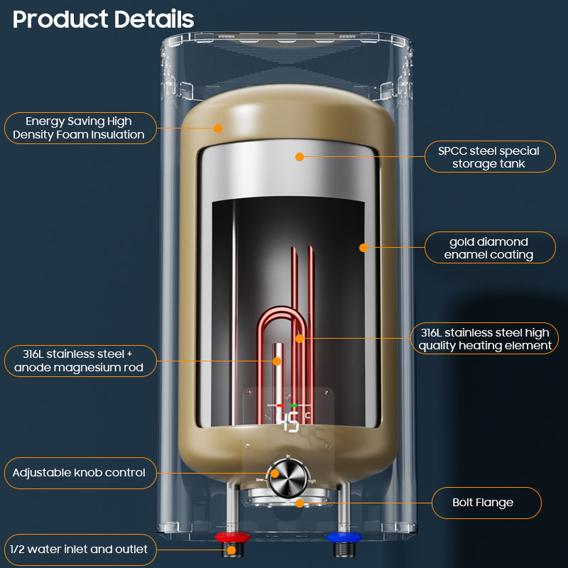Electric Storage Water Heater — Enamel Tank, 10–100 L