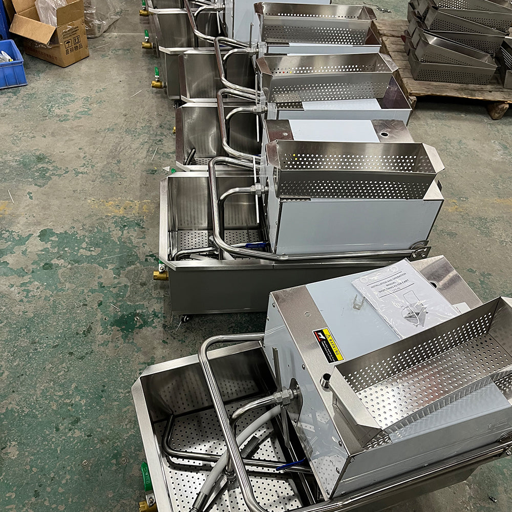 Commercial Deep-Fryer Oil Filtration Cart — Stainless Steel