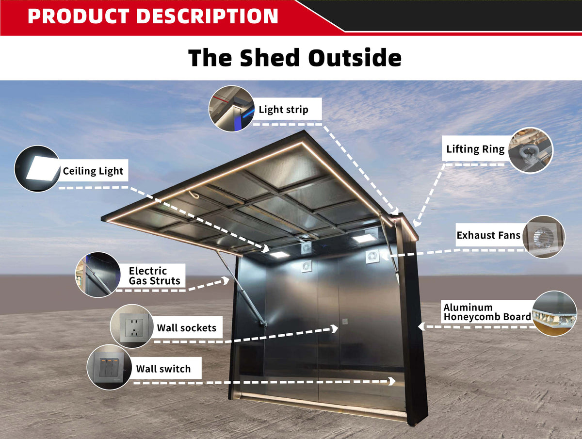 Outdoor Kitchen Cabinet Set with Weatherproof Shed — 4-Burner Gas Grill, 304 Stainless Steel