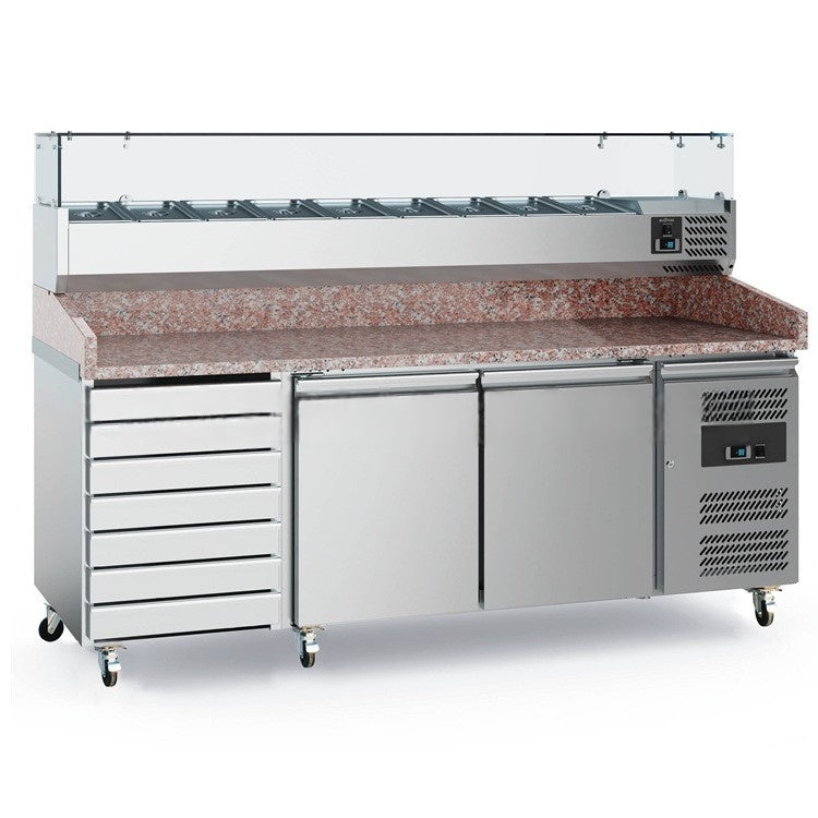Refrigerated Prep Pizza Counter — 2-Door with Drawers