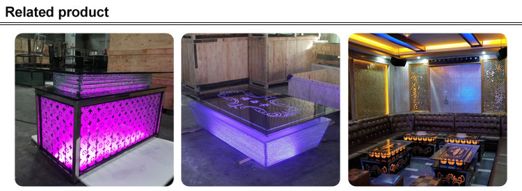 LED Glow Bar Table — RGB Illuminated Stainless Steel Cocktail Table