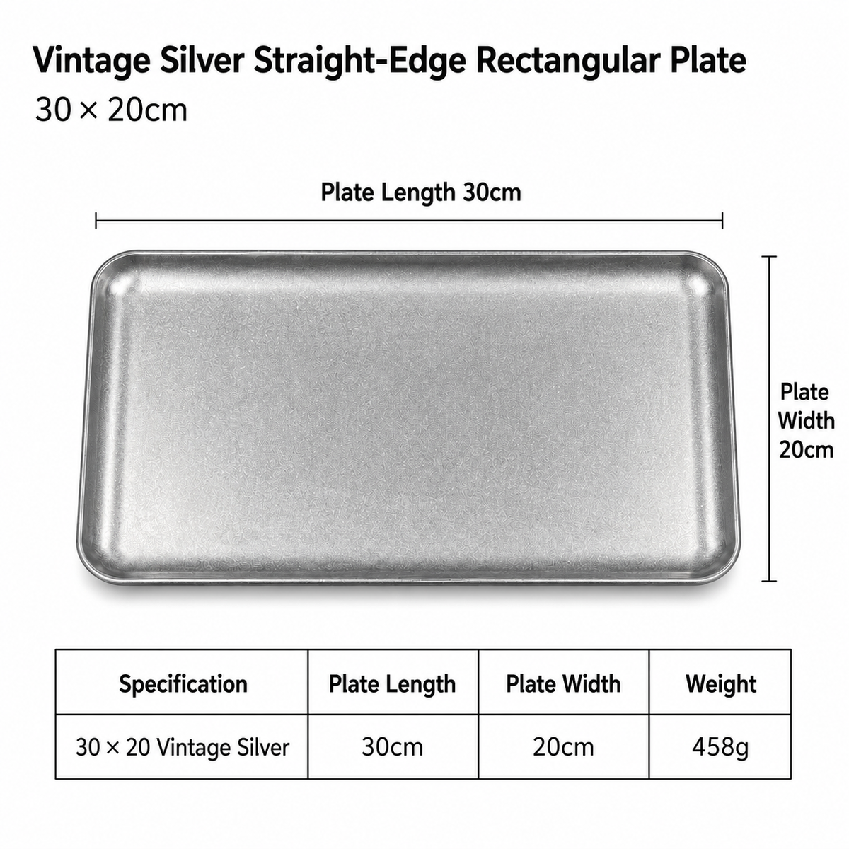 Brushed Stainless Steel Rectangular Serving Tray — Vintage Gold & Silver