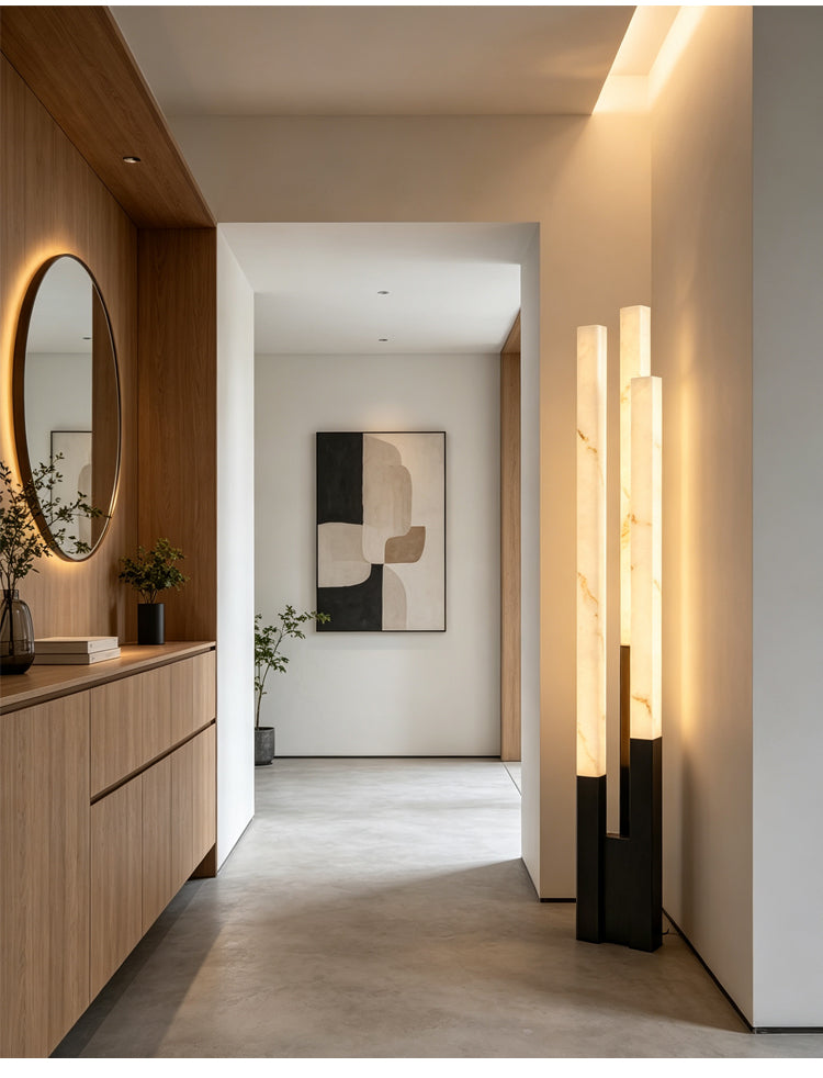 Marble Triple-Column LED Floor Lamp — Onyx Glow