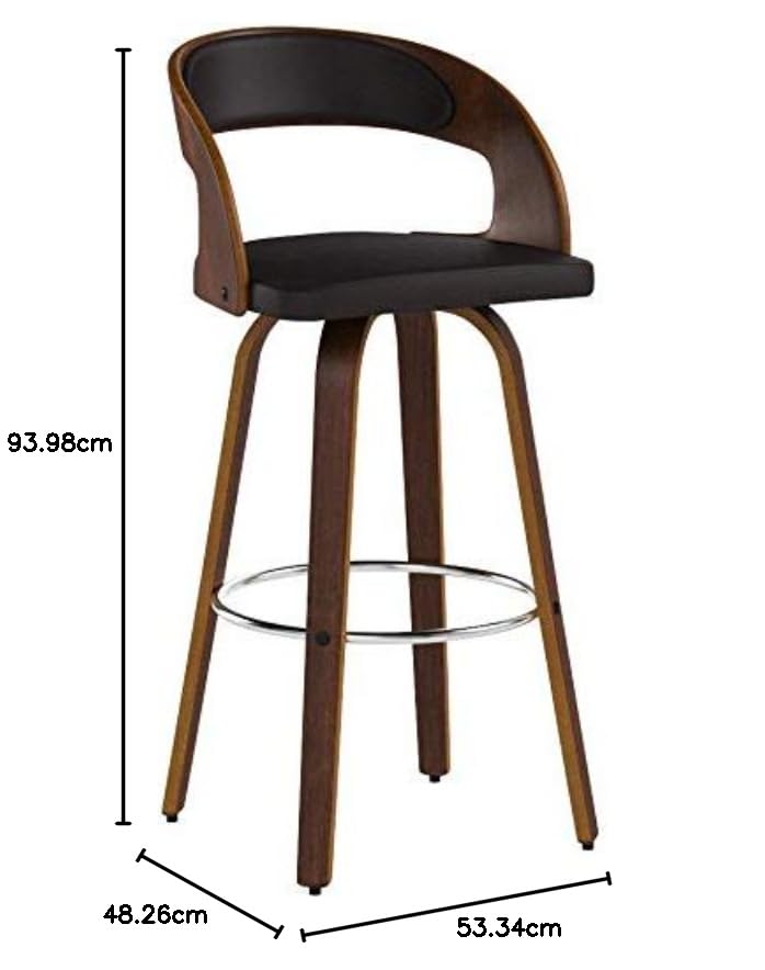 Bentwood Swivel Bar Stool — Chrome Base, PU Leather Seat