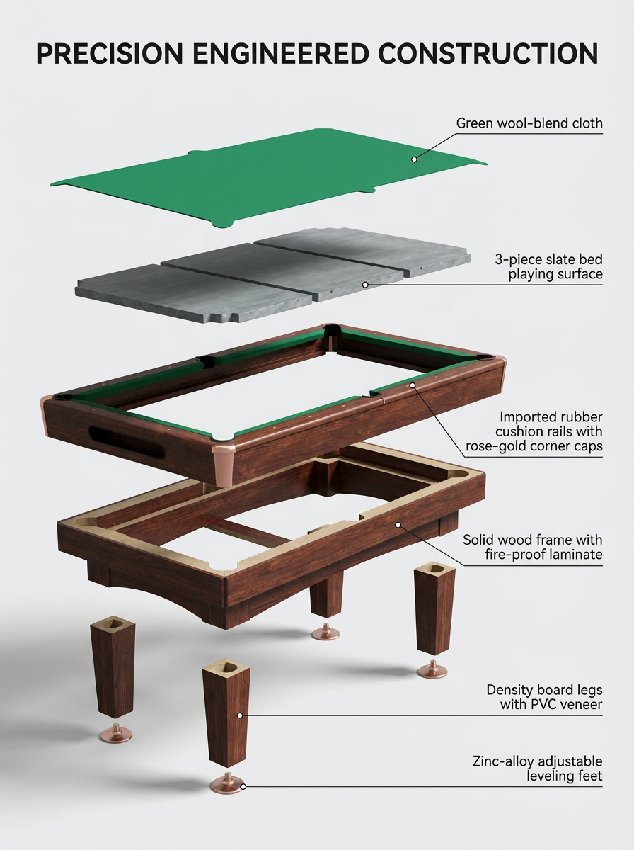 Mesa de billar americano para bola 9 de madera maciza
