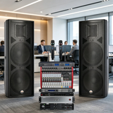 All-in-One 1200–2000W PA System — 15" Speakers, Amp, Mixer & Wireless Mic
