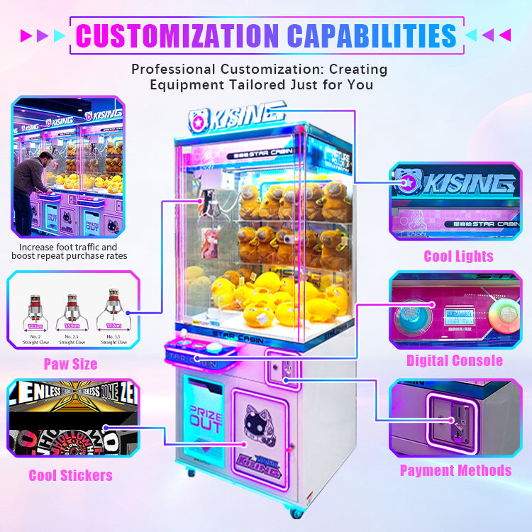 Commercial Claw Machine Prize Vending Cabinet with Bill Acceptor