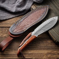 Feather Knife with Hand-Engraved Leather Sheath image preview