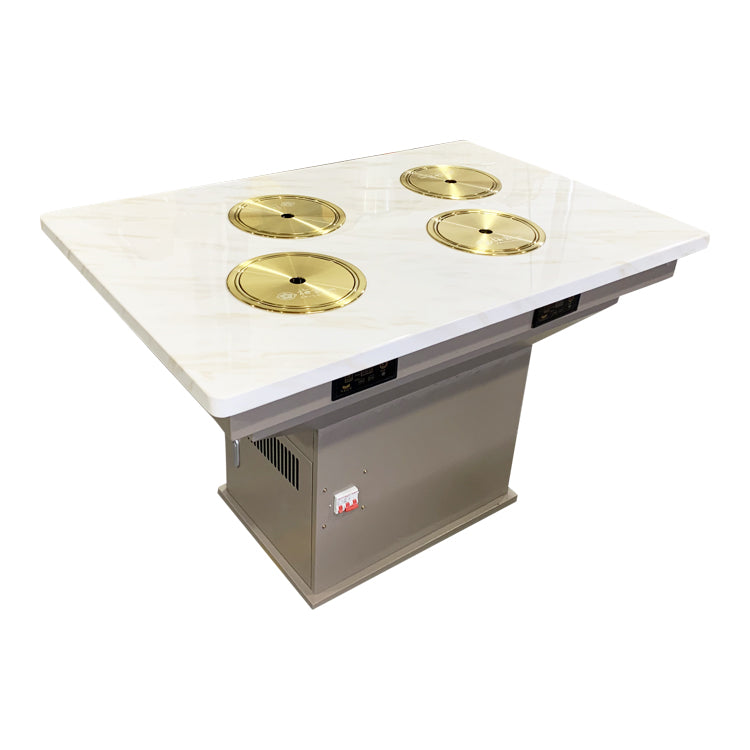 Smoke-Free Hot Pot Table — Marble Top, Built-In Induction