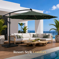 LED Cantilever Patio Umbrella — 10 ft Offset Outdoor Parasol image preview