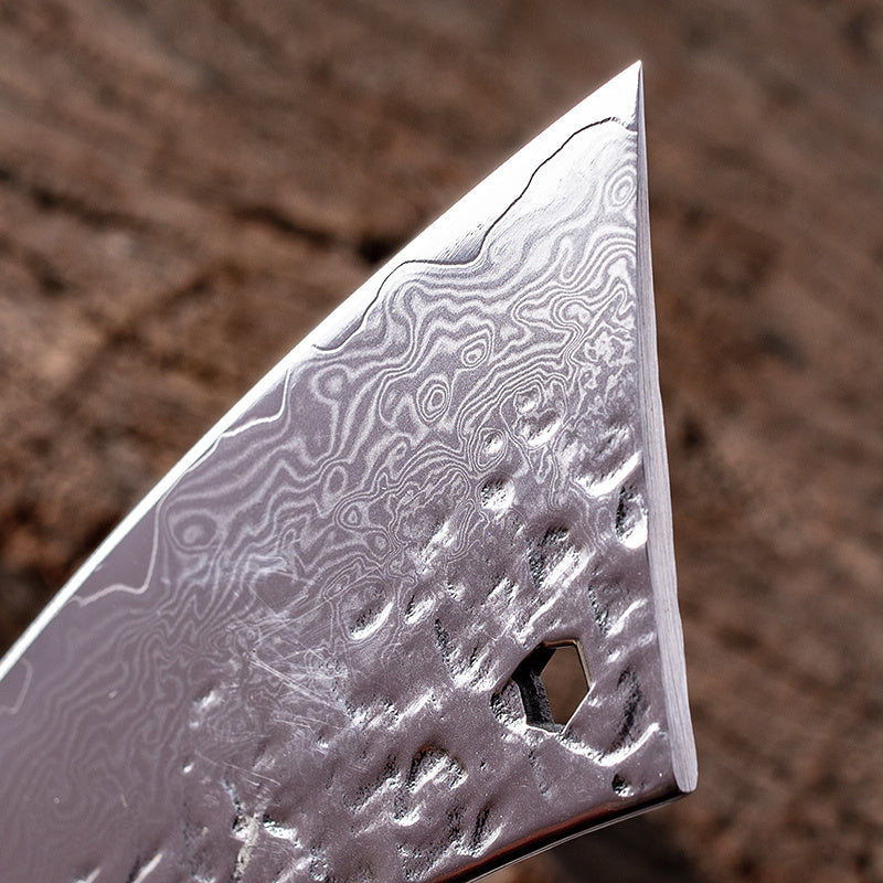 Damascus Steel Steak Knife with Handmade Wood Handle and Sheath