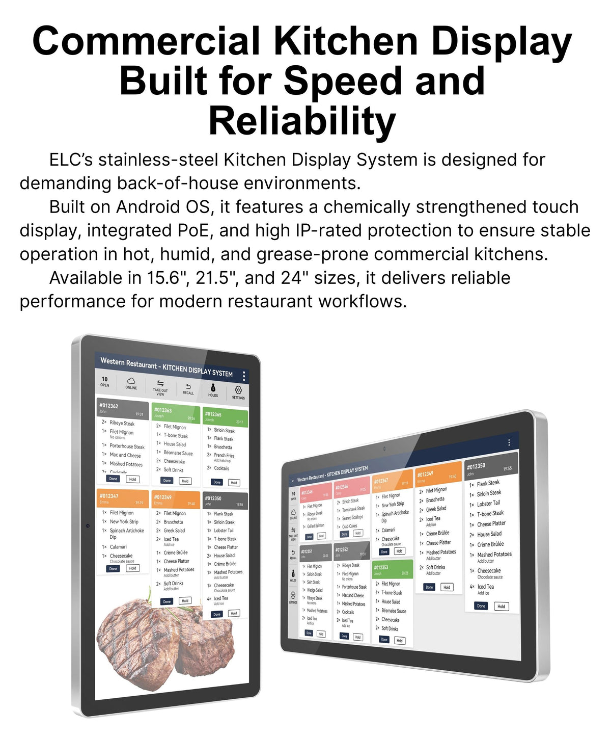 21.5" Android Kitchen Display System (KDS) — IP65 Touchscreen