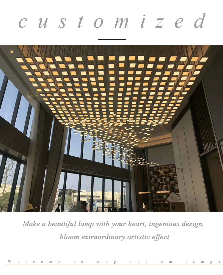 Wave-Design Acrylic & Crystal Chandelier — Custom Large-Scale