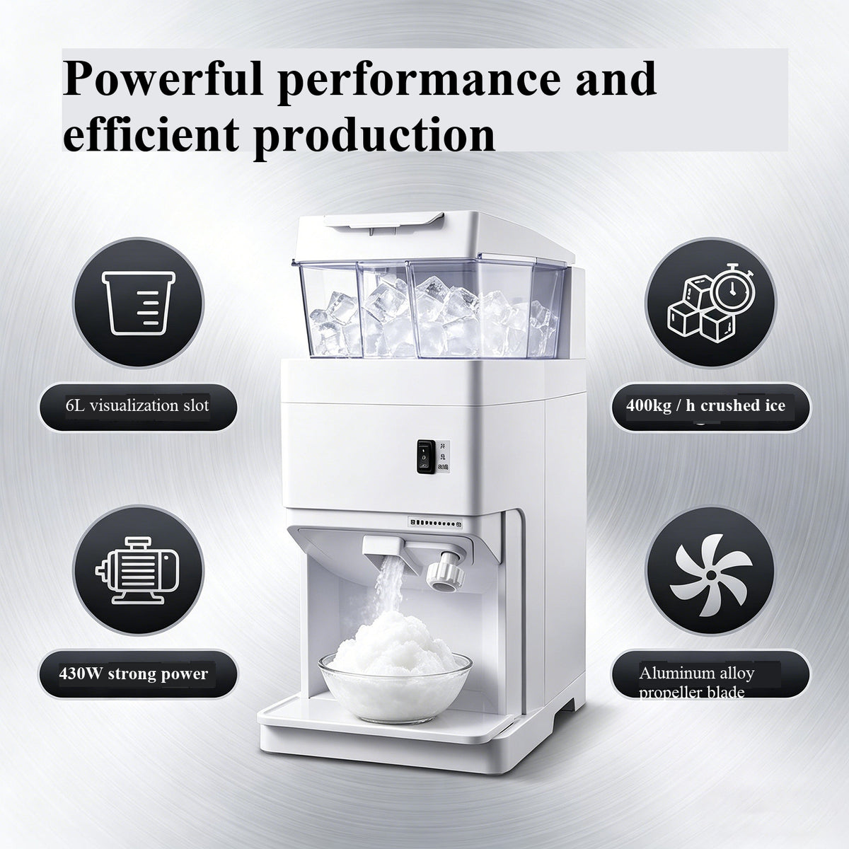 Commercial Electric Ice Crusher & Shaver — 430W, 6 kg/min