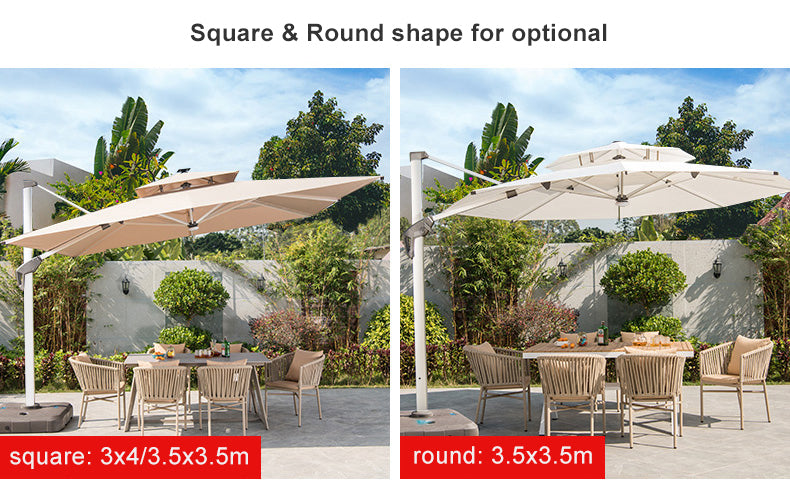 Cantilever Patio Umbrella — Aluminum LED Offset Parasol