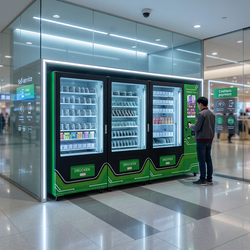 Refrigerated combo vending machine holding snacks and cold drinks
