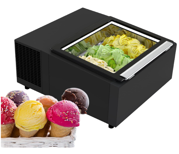 Countertop Gelato Display Freezer — 20 L Glass-Door Showcase