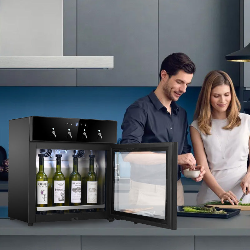 4-Bottle Wine Dispenser with LED Touch Screen — Argon Preservation