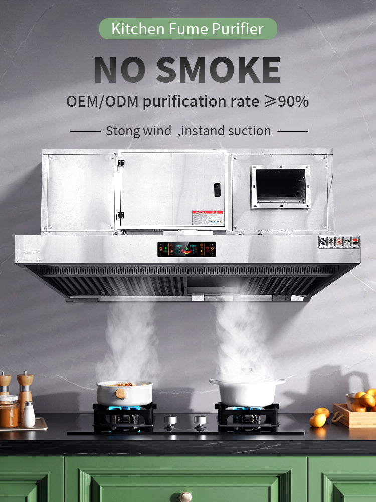 Wall-Mounted Commercial Range Hood — Stainless Steel, 6000 m³/h
