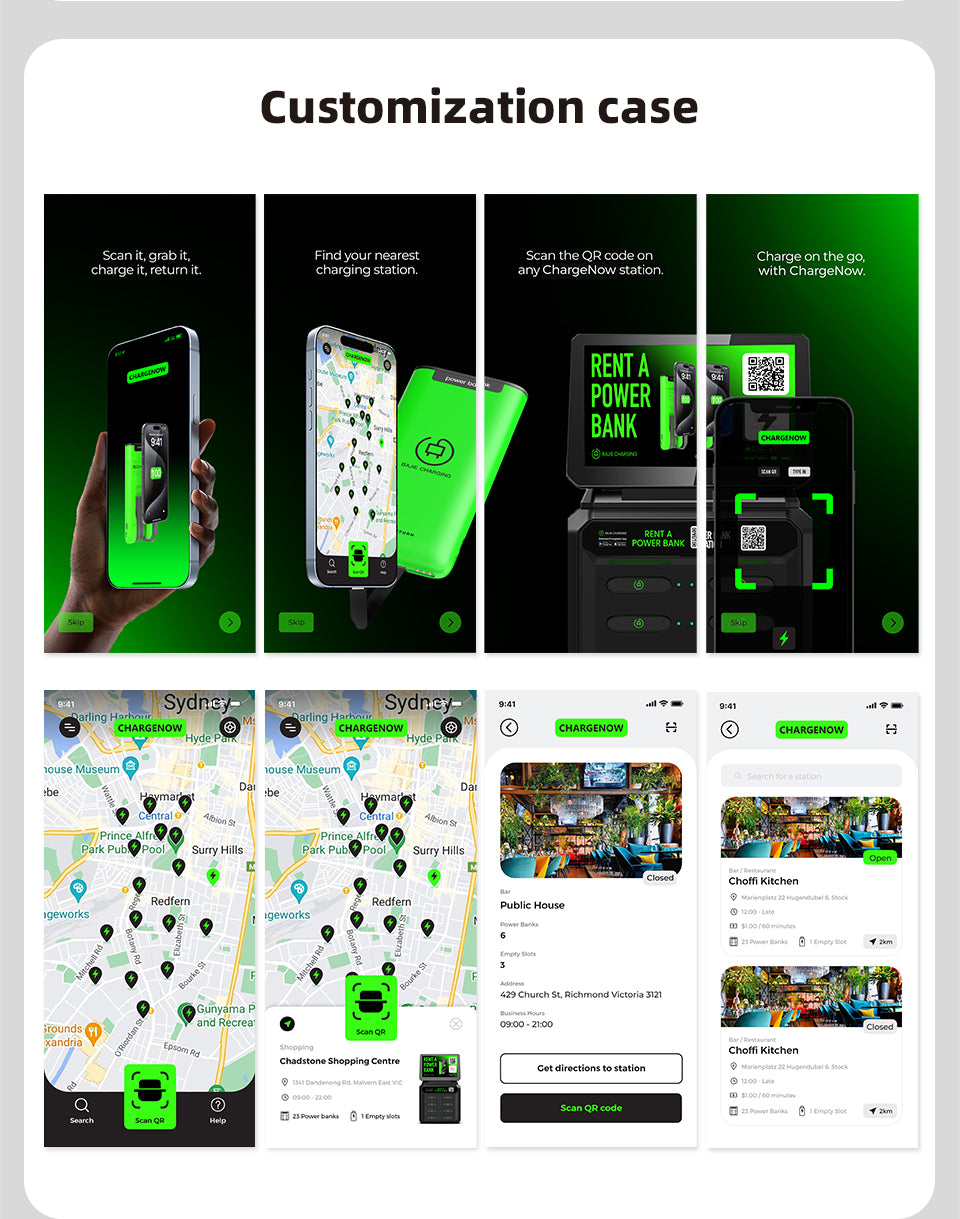 24-Slot Shared Power Bank Vending Station with Advertising Screen