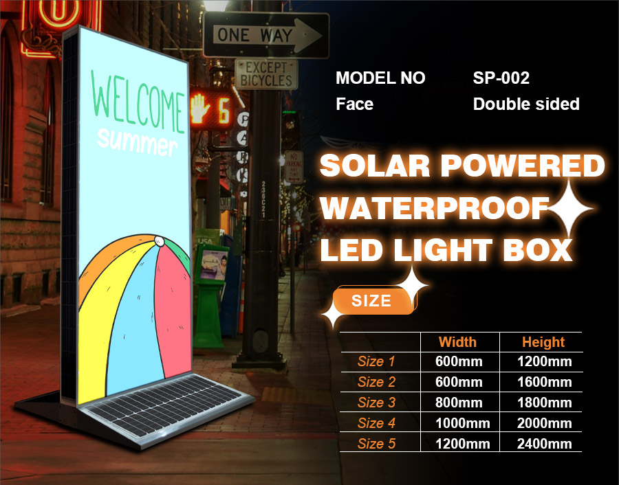 Solar-Powered Outdoor LED Light Box Sign — Double-Sided, Waterproof